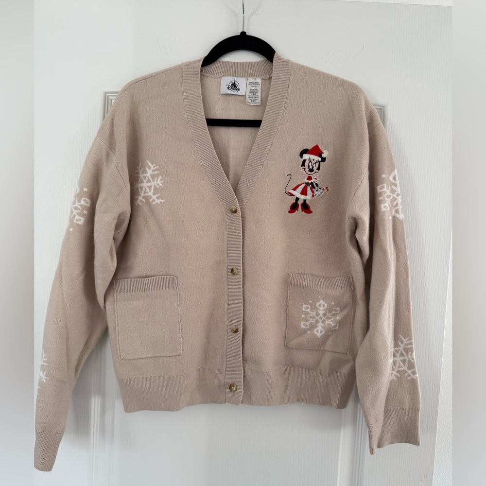 Disney Store Minnie Mouse Snowflake Cardigan Sweater Sz M